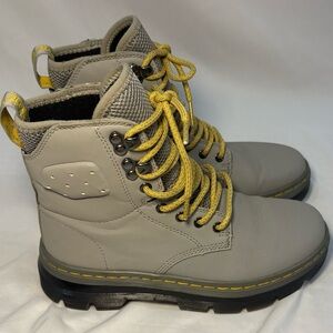 Dr. Martens Quinton Ajax Leather Gray Combat Moto Boots Synthetic Nubuck Women 5